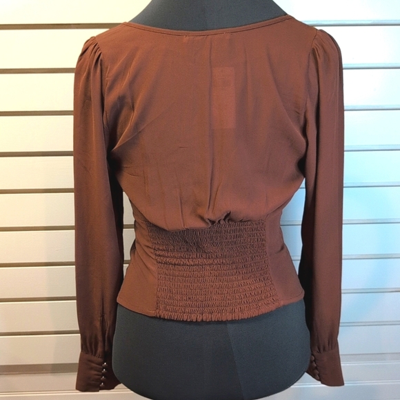 Abercrombie & Fitch Sweetheart Button Down Blouse Brown Size Small NWT - Picture 4 of 8